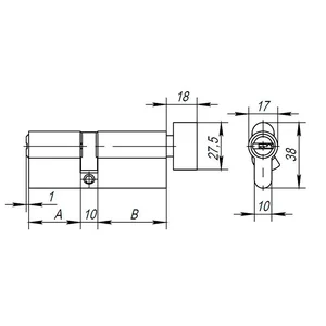 Цилиндровый механизм (AX202/60) AX2002Knob60 (25+10+25) CP хром с вертушкой