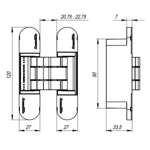 Петля скрытой установки U3D7000 SC (12060UN3D) мат. хром TECH