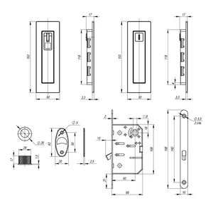 Защелка с ручками для раздвижных дверей SH.URB153.KIT011-BK (SH011 URB) СP-8 хром