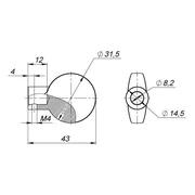 Вертушка на шток цилиндра T.Knob-D-PRO (CB-D-PRO) SSC-16 сатинированный хром, фото 2