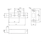 Защелка PLASTPL45-R20 (PL45-R20) (врезная) SN мат. никель тех.упаковка без ответной планки, фото 2