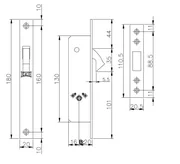Замок врезной крестообразный узкопрофильный 201F (20 mm) (никель), 3 кл., фото 2