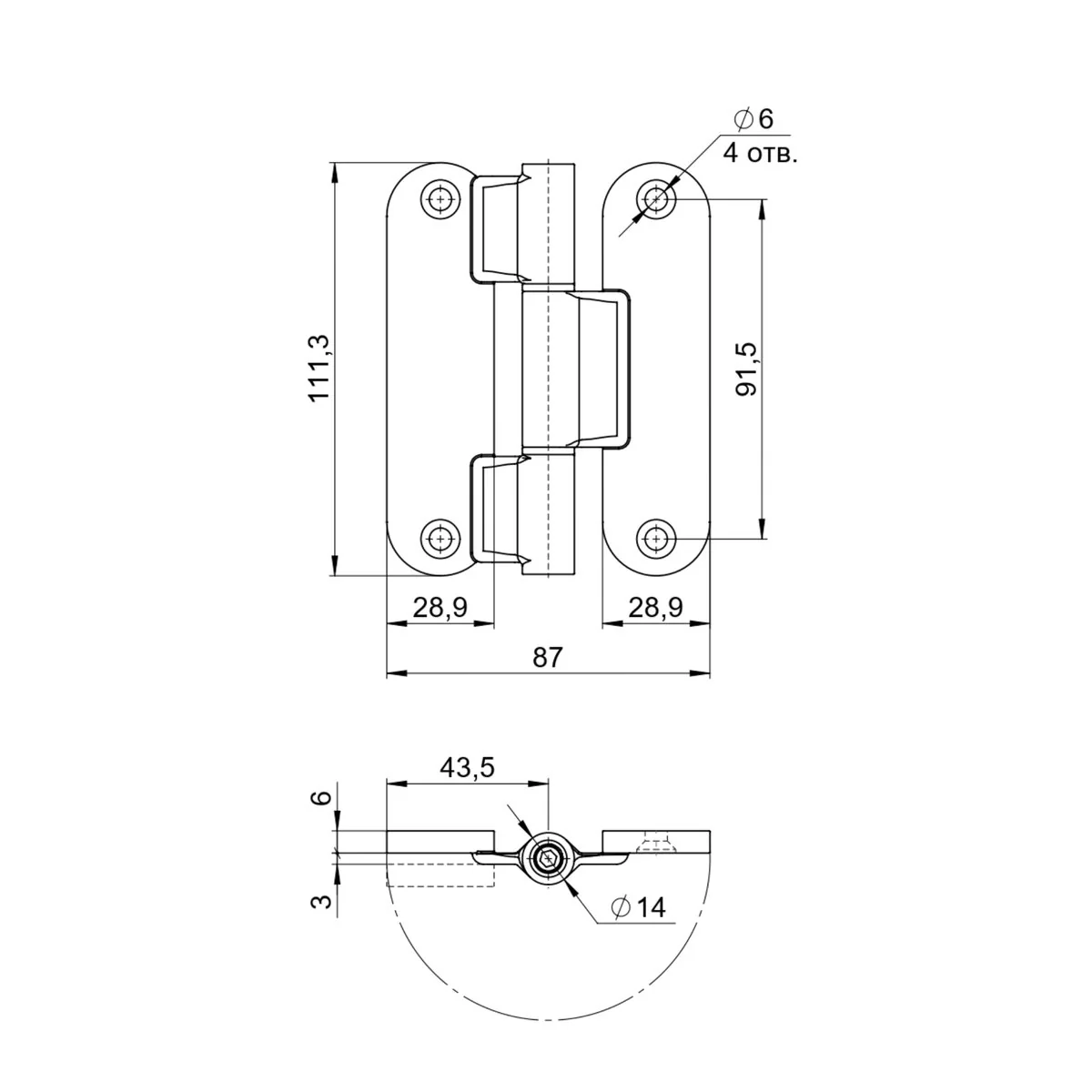 Петля карточная универсальная UWD6000.OPTIMA АB бронза