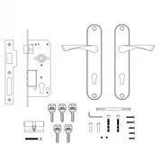 Замок цилиндровый в комплекте с ручкой LOCKSET90.CRONA.4585-3 (KIT P90 4585/3 CRONA) AB бронза, фото 2